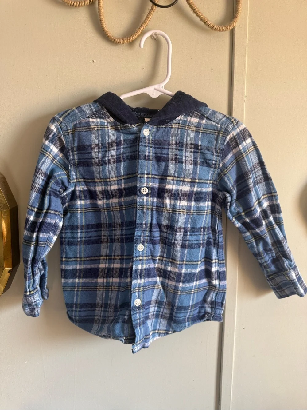 Carter's Blue Plaid Hooded Button-Down Shirt